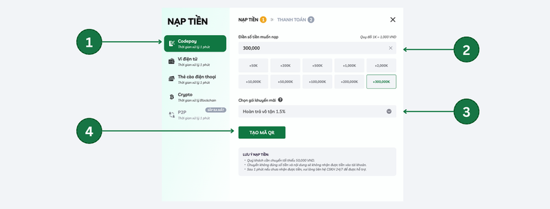 Hướng dẫn nạp tiền febet qua codepay